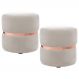 Kit 2 Puffs Decorativos Com Cinto Rosê Round B-309 Veludo Bege Claro - Domi