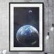 Quadro Decorativo Espaço Planeta Terra e Lua-34x49Cm