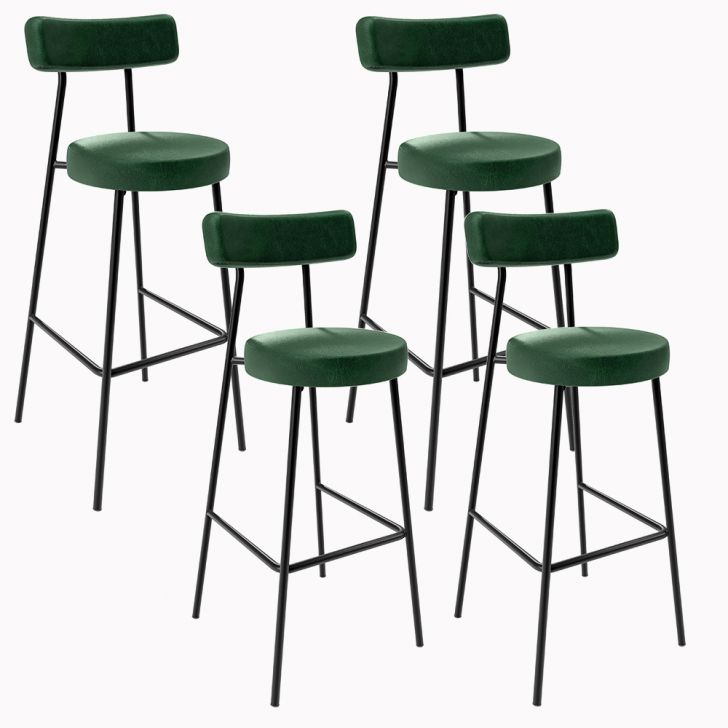 Kit 04 Banquetas Alta Bar Cozinha Sala De Jantar Em Aço Milão F01 Facto Verde Musgo - Lyam Decor