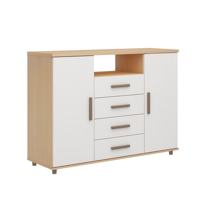 Cômoda Berlim 2 Portas 4 Gavetas Off White e Freijó