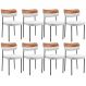 Kit 08 Cadeiras Decorativa Para Sala De Jantar Melina L02 Faixa Couríssimo Camel Facto Branco - Lyam Decor