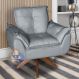 Poltrona/Cadeira Decorativa Glamour Opala Com Base Giratória 30cm em Madeira Cinza