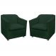 Combo 02 Poltronas Decorativa Tilla Pés Cromados Suede Verde - DS Estofados