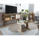 Conjunto para Sala de Estar Frank com Rack, Mesa de Centro e Bar Off White e Amadeirado