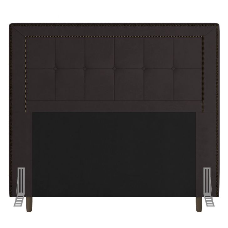 Cabeceira Cama Box Casal Luxor 140cm com Tachas e Frame Suede Marrom - Desk Design