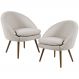 Kit 02 Poltronas Decorativas Fixa Pés Palito Rafa D02 Tressê Linho Bege C-107 - Lyam Decor
