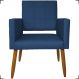 Poltrona Decorativa Reforçadas Para Sala Isa Suede Azul Marinho Pé Castanho - Clique E Decore