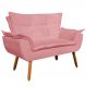 Poltrona Namoradeira 2 Lugares Pés Palito Opla Suede Rose - Ibiza