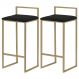 Kit 2 Banquetas Decorativa Jasmine Base Gold Veludo Preto G41 - Gran Belo
