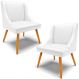Kit 2 Cadeiras Decorativas Sala de Jantar Pés Palito de Madeira Firenze PU Branco Fosco/Natural G19 - Gran Belo