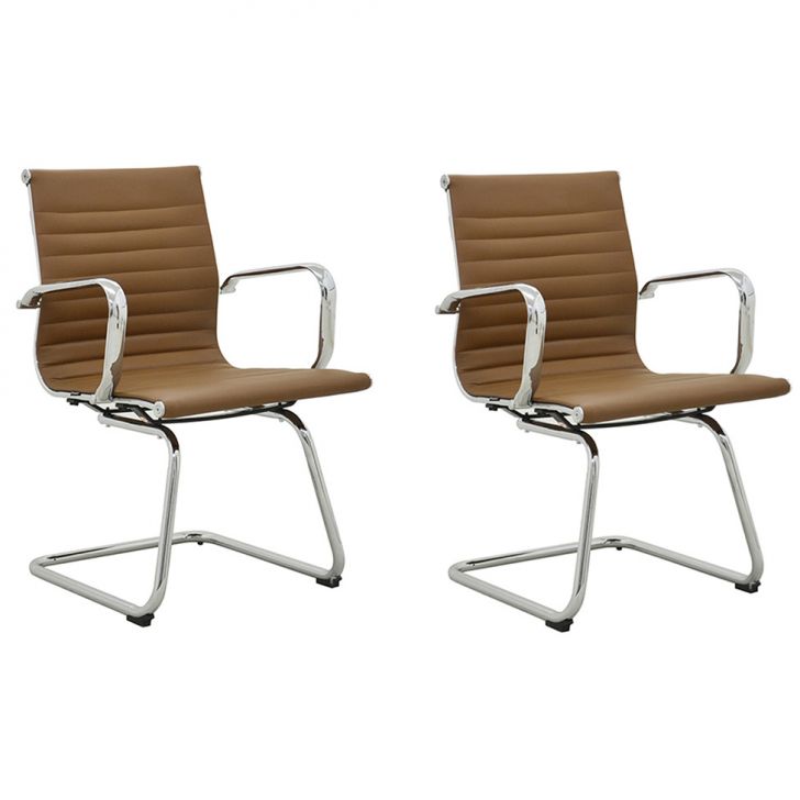 Conjunto com 2 Cadeiras de Escritório Sevilha II Marrom