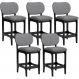 Kit 05 Banquetas Baixa Bar Cozinha E Sala De Jantar Fixa Betta L02 Preto Linho Cinza Escuro - Lyam Decor