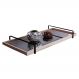 Bandeja Espelhada MDF Laqueado Off White com Alça em Metal Preto