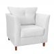 Poltrona Decorativa Isis Pés de Madeira Suede Branco - DS Estofados
