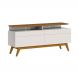 Rack Bancada 2 Gavetas com Nicho 146cm Amy Off White/Freijó G29 - Gran Belo