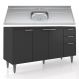 Balcão de Cozinha Com Pia Inox 150cm Pérola Z34 Preto - Mpozenato