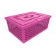 Cesto Organizador G com Tampa Rosa