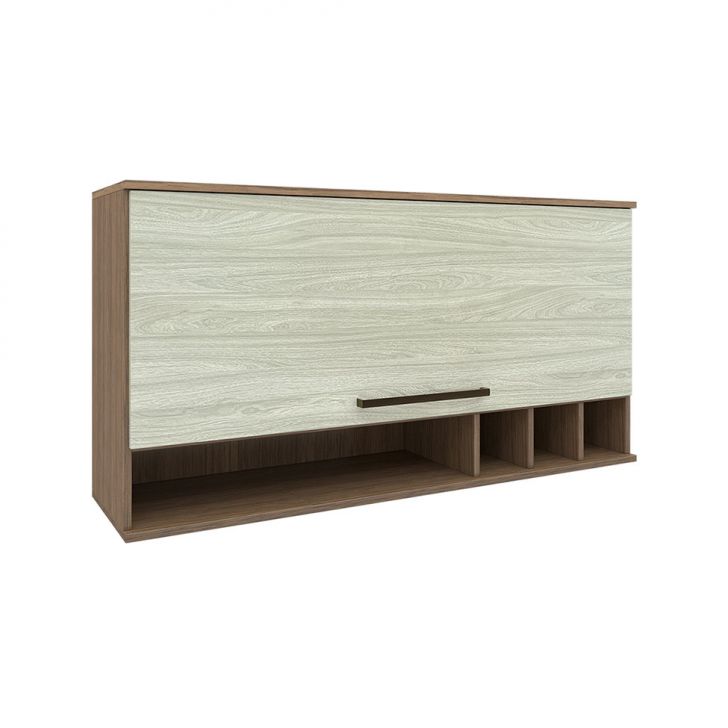 Armário Aéreo Evolution 1 Porta Tannat e Branco 120 cm