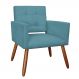 Poltrona Decorativa Camila Pés Palito Suede Azul Turquesa - DS Estofados