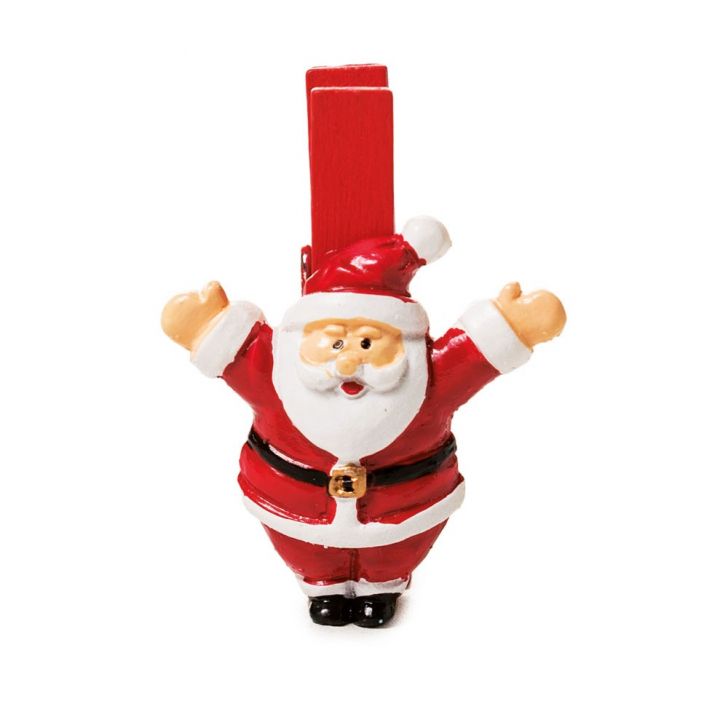 Prendedor Papai Noel Decoração Natal Com 4Cm Cor Vermelho