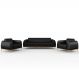 Kit Sofá 3 Lugares 210cm Com 2 Poltronas Molino Pés D'ouro D02 Couríssimo Preto B-159 - Lyam Decor