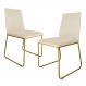 Kit 02 Cadeira de Jantar Estofada Lille Base Gold Courino Bege - Montanaris Decor
