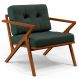 Poltrona Decorativa Sala de Estar com Cintas de Corano Laís B04 Linho Verde Musgo - Lyam Decor