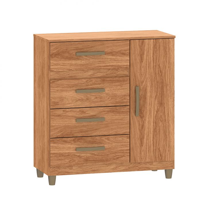 Cômoda Leme 1 Porta 4 Gavetas Mel