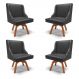 Kit 4 Cadeiras Decorativas Sala de Jantar Base Giratória de Madeira Firenze PU Preto Fosco/Natural G19 - Gran Belo