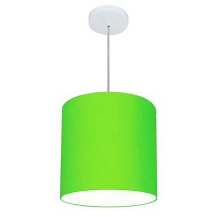 Pendente Cilíndrico Md-4036 Cúpula em Tecido 30x31cm Verde Limão - Bivolt