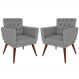 Kit 02 Poltronas Decorativa Pés Palito Nina Encosto Estilo Capitonê Cinza - DS Móveis