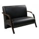 Poltrona Sofá Namoradeira Em Curvin Preto 2 Lugares Decorativa Confortável para Quarto Sala de Espera Recepção Braço de Madeira