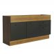 Balcão de Pia Cozinha 150 cm 2 Portas e 2 Gavetas (Sem Tampo e Pia) Rustic/Preto Agata Madesa