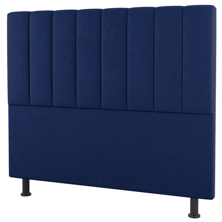 Cabeceira Cama Box Solteiro Cora 90cm Suede Azul Marinho - Desk Design