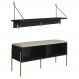 Conjunto Sapateira Banco | Banqueta e Prateleira 28979 Nero Dourado Artesano