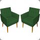 Kit 2 Poltronas Decorativas Para Sala Nina Com Base E Capitonê Suede Verde Pé Castanho - Clique E Decore