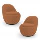 Kit 02 Poltronas Orgânicas Living Memphis Base Giratória Bouclê Terracota - Desk Design