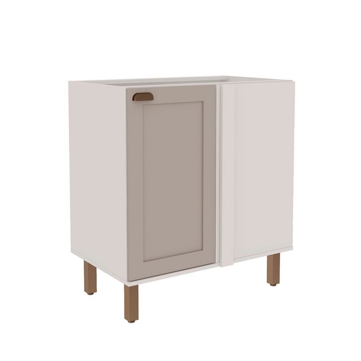 Balcão De Canto Sem Tampo Iluminata 1 Porta Branco E Fendi