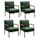 Kit 04 Poltronas Decorativas Jade Braço Fixo Preto - Veludo Verde