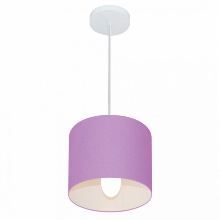 Pendente Cilíndrico Md-4046 Cúpula em Tecido 18x18cm Lilás - Bivolt