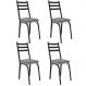 Kit 4 Cadeiras para Cozinha Tubular D-13 Nara de Aço Preto/Platina