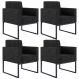 Kit 04 Poltronas Decorativas para Sala Recepção Base Fixa Metal Helô L02 Linho Chumbo - Lyam Decor