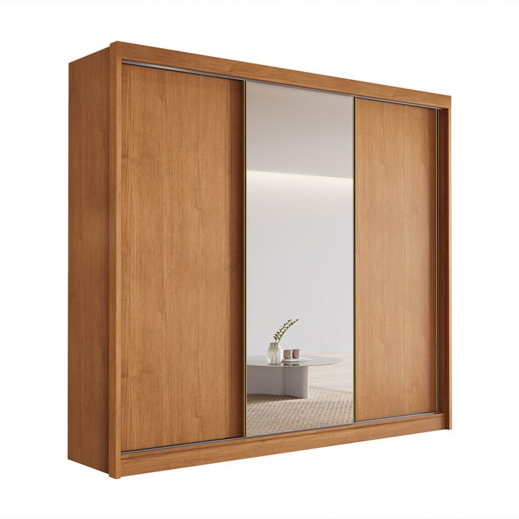 Guarda-roupa Casal Com Espelho Siena 3 Portas 6 Gavetas Cinamomo