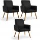 Kit 03 Poltronas Decorativa Para Sala De Estar Maria W01 Pés Palito Couríssimo Preto - Lyam Decor