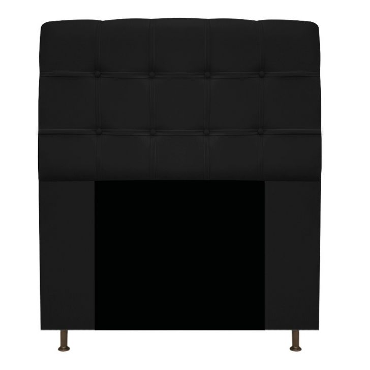 Cabeceira Estofada Mel 90 cm Solteiro Com Botonê  Suede Preto - Amarena Móveis