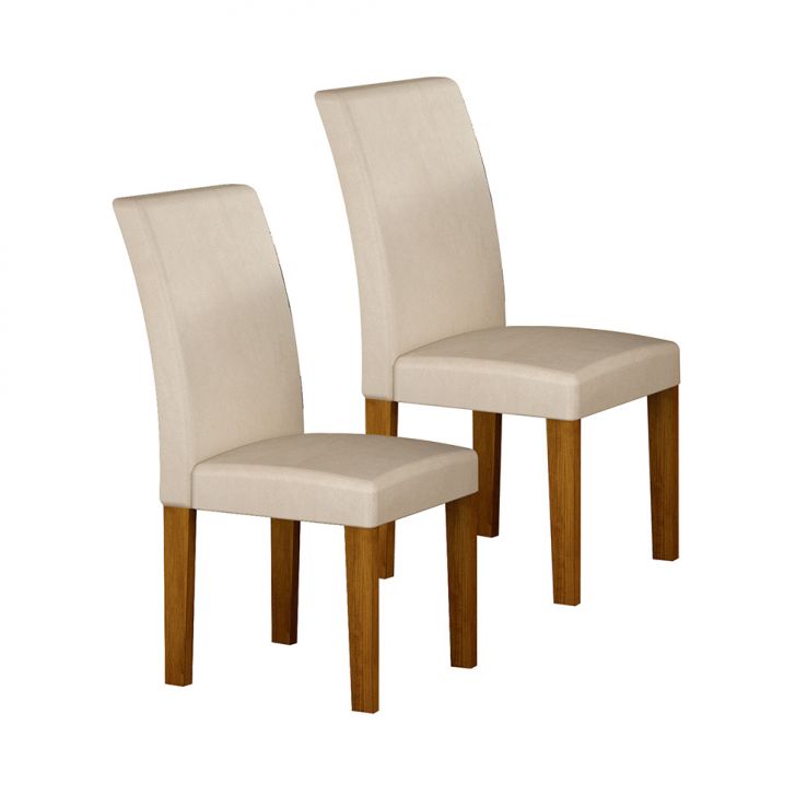 Conjunto com 2 Cadeiras Napoli 100% MDF Veludo Palha e Freijó