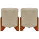 Kit 2 Puff Decorativo Redondo Confortável Para Sala Penteadeira Eloah Suede Nude