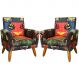 Kit 2 Poltronas Decorativas Nina Infantil Para Quarto Infantil Suede Estampa Herois Pé Castanho