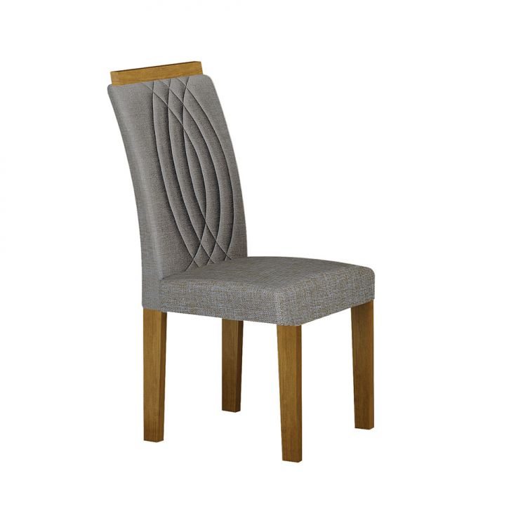 Conjunto com 2 Cadeiras Doha Linho Cinza e Freijó