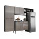 Cozinha Compacta Multimóveis Pequim Sun FG3000 com Armário e Balcão Preta/Lacca Fumê